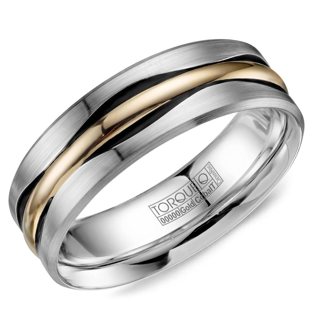 Cobalt (Black &amp; White) &amp; Yellow Gold Swirl Ring