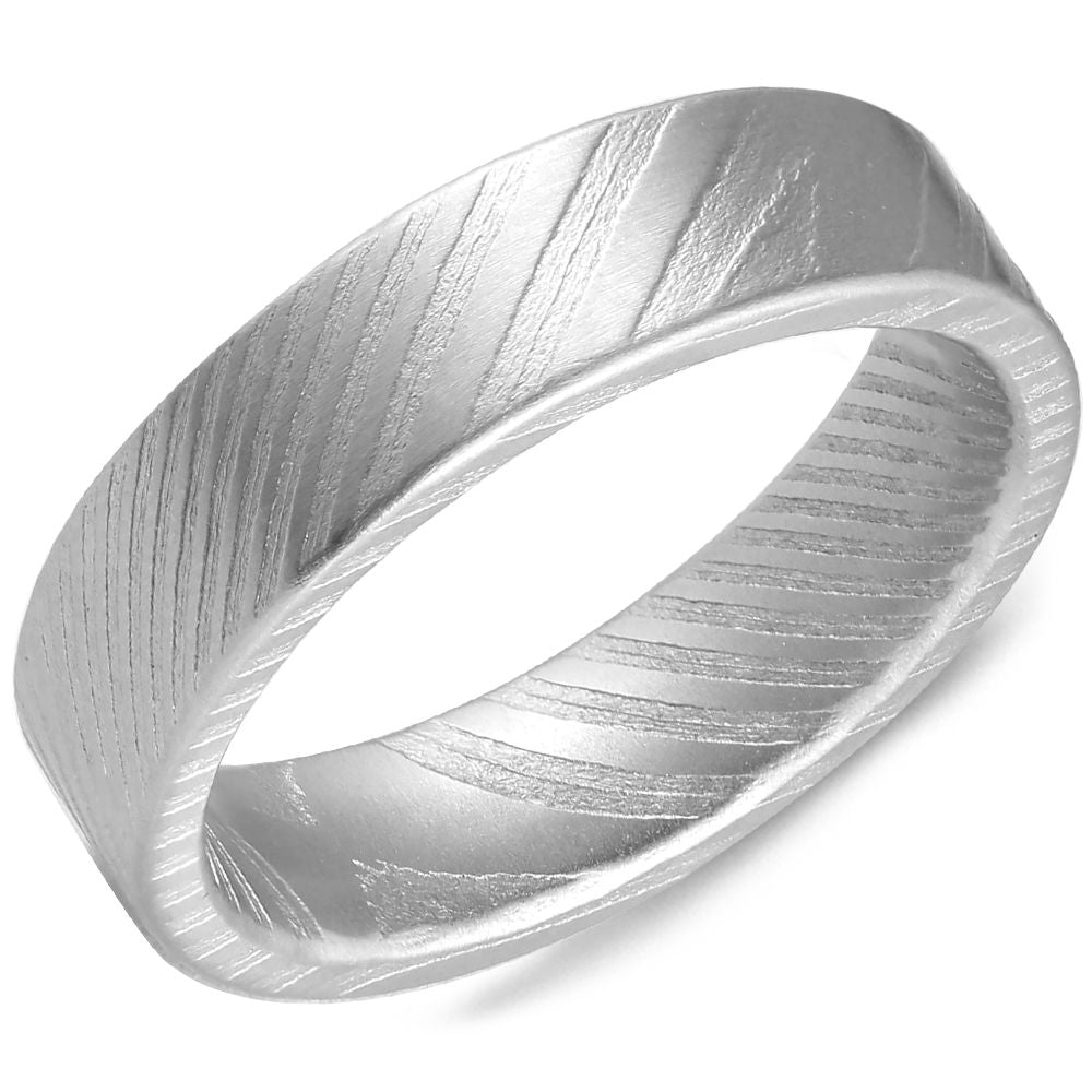 Damascus Steel Frosted Finish Ring