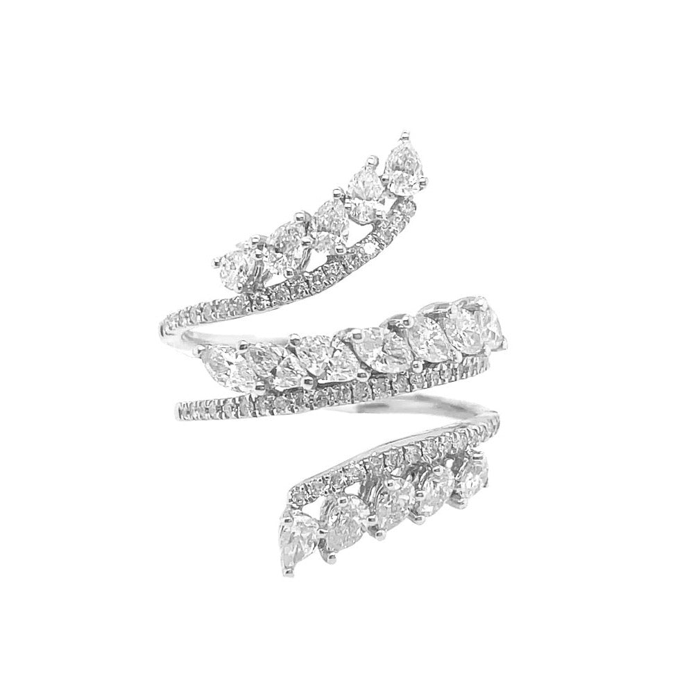 Three Row Pear &amp; Marquise Diamond Ring