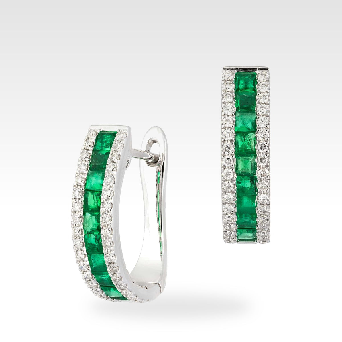 Rainbow Emerald & Diamond Earrings in 18ct white gold