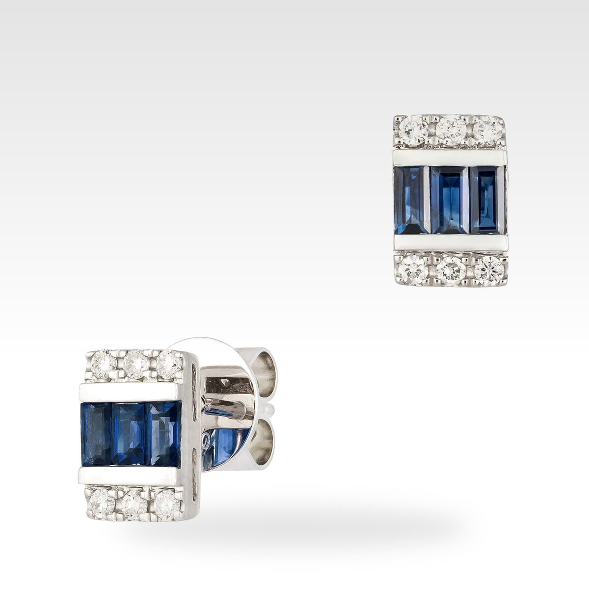 18ct White Gold Diamond and Blue Sapphire Earrings