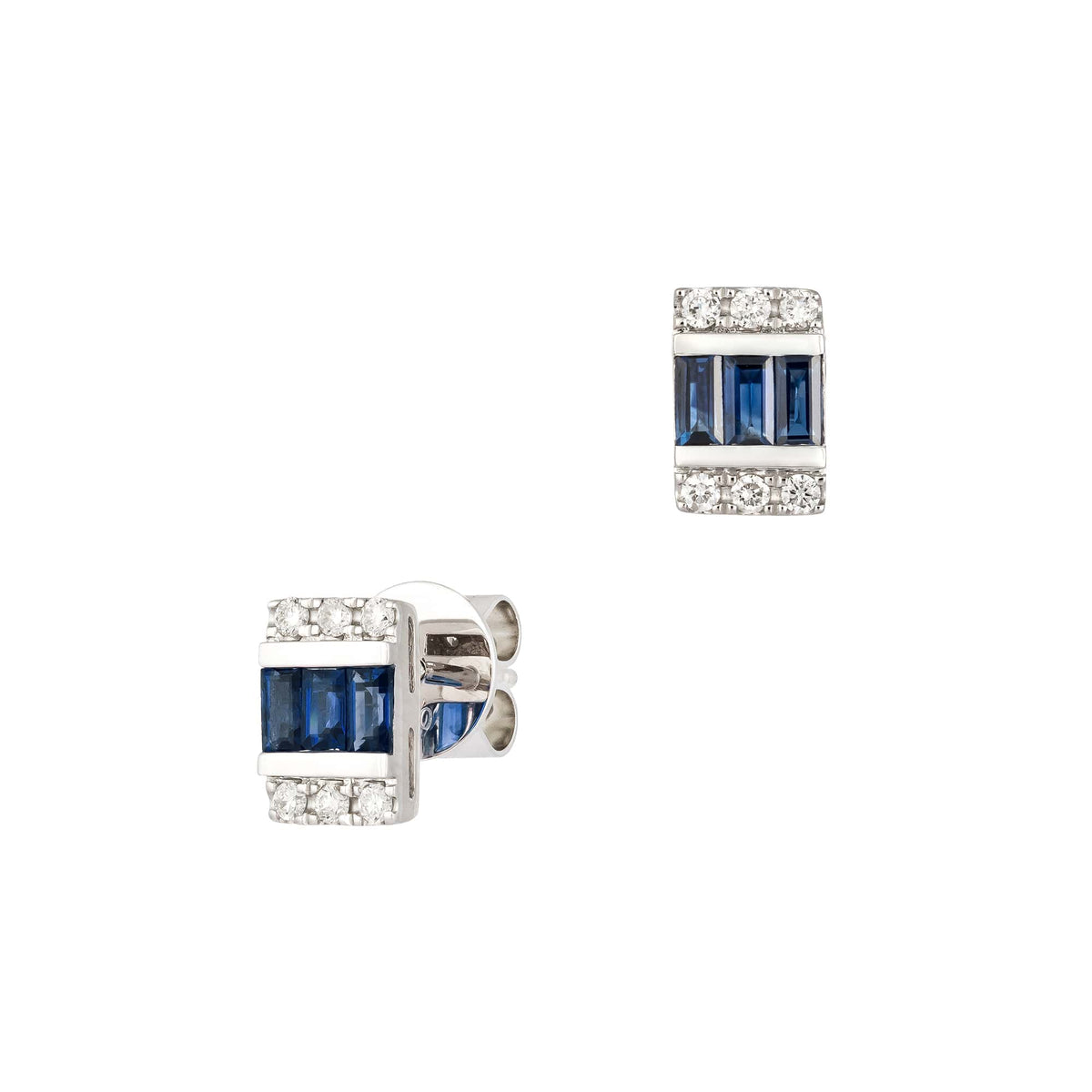 18ct White Gold Diamond and Blue Sapphire Earrings