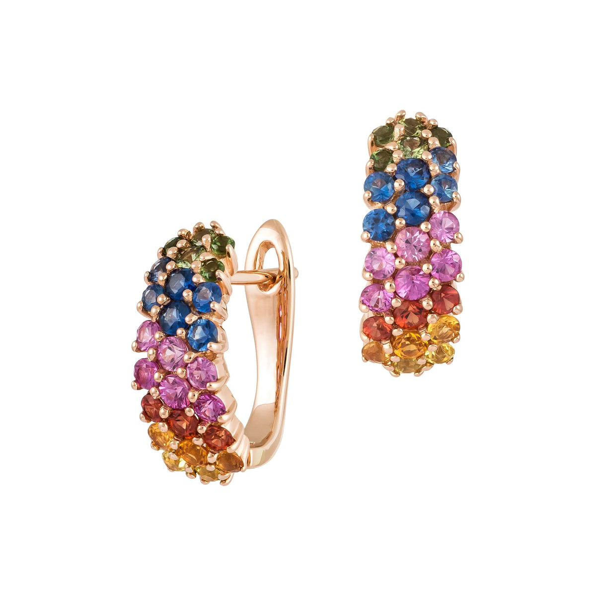 18ct Rose Gold Diamond Earrings Multi Gemstone