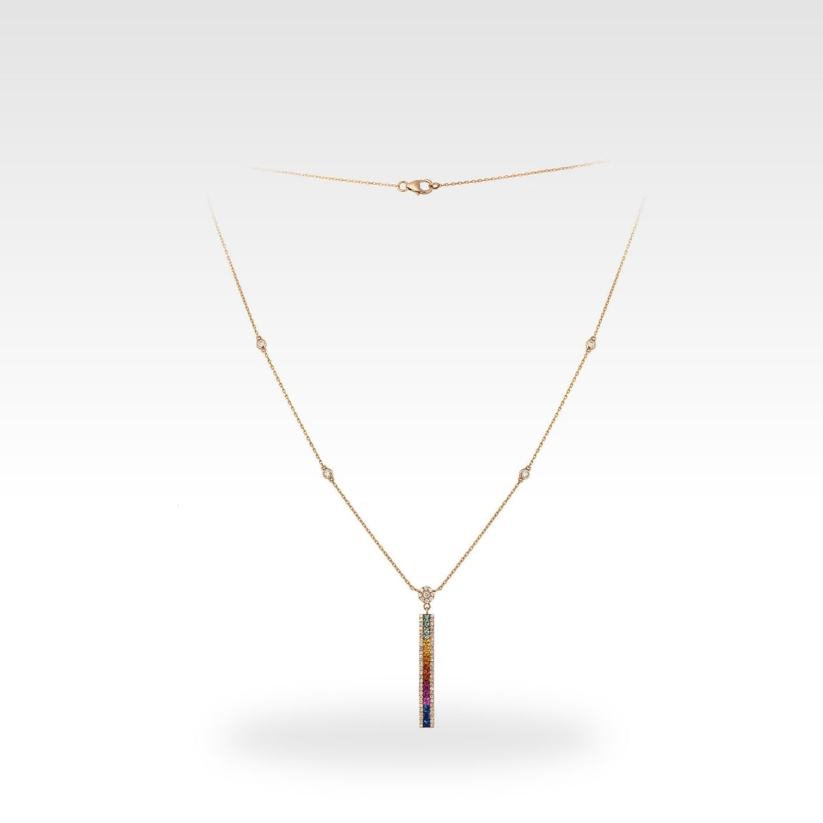 Rainbow Rainbow Gemstones Pendant in 18ct rose gold with diamonds