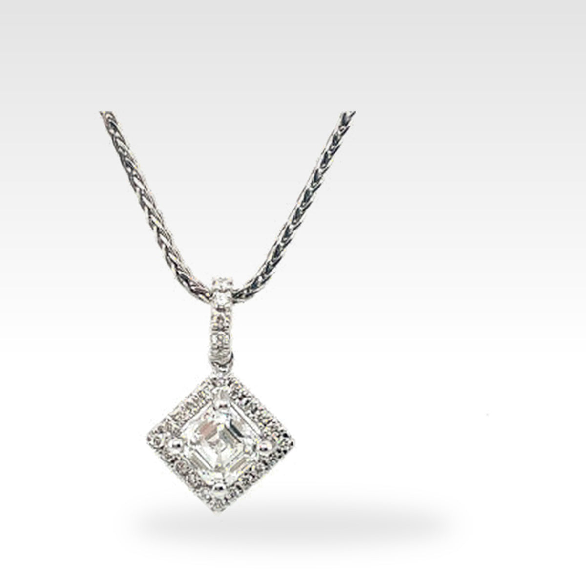Eternal Square Emerald Pendant with diamonds