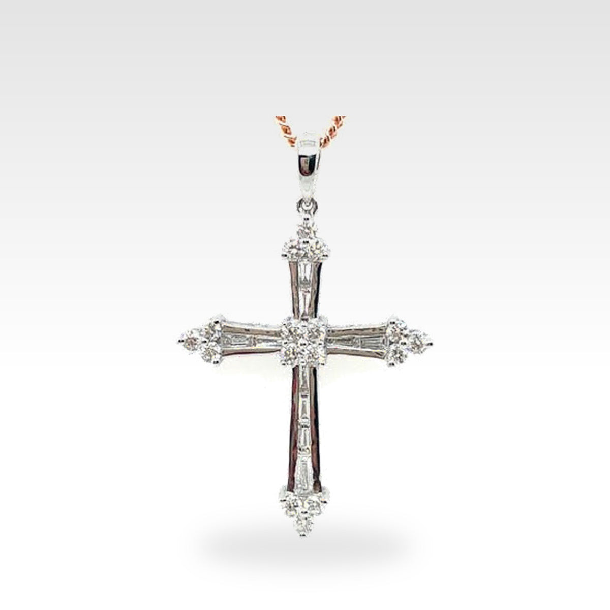 Tapered Baguette & Round Pendant with diamonds