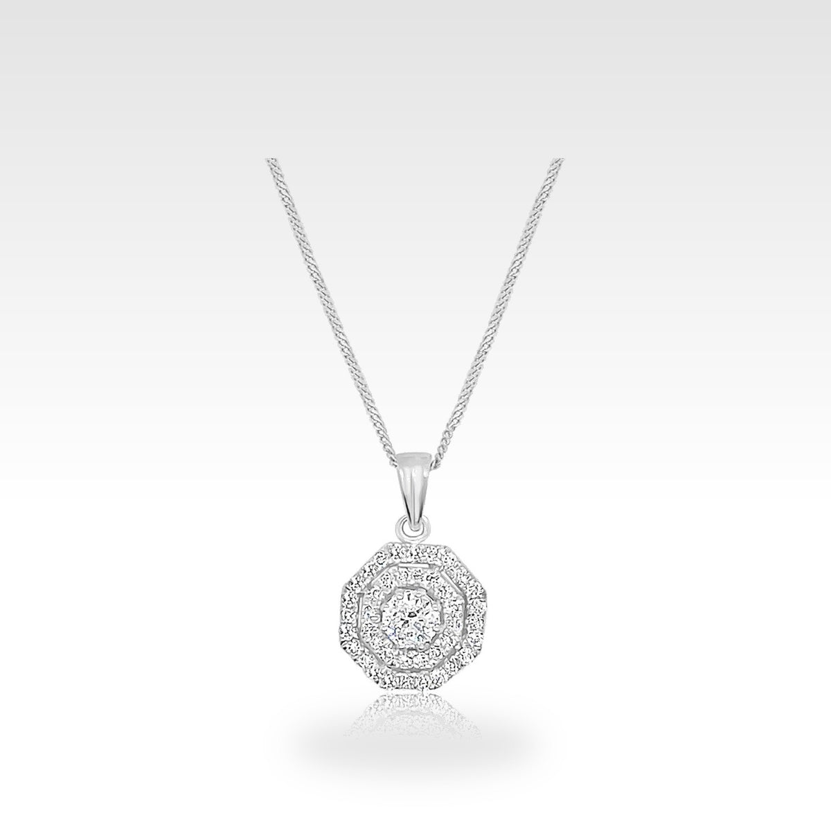 Octagonal Necklace in 18ct white gold with lab-grown diamonds