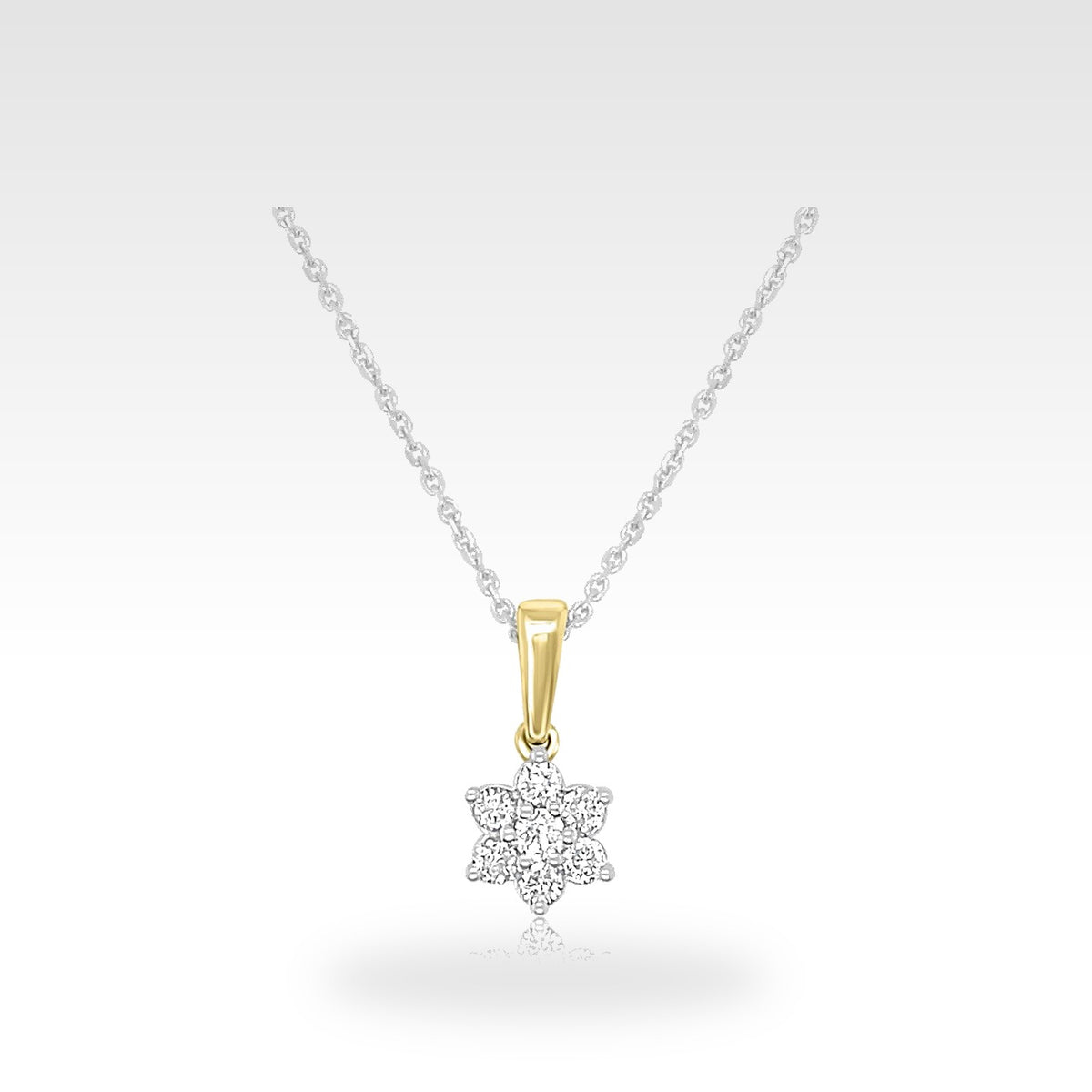 18ct Flower Pendant in yellow gold with diamonds