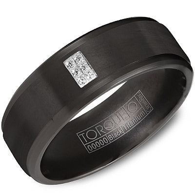 Black Titanium &amp; Six Diamond Centre Ring
