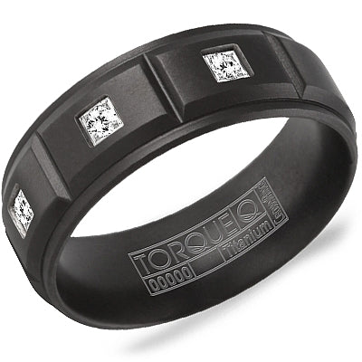 Black Titanium &amp; Round Diamond Ring