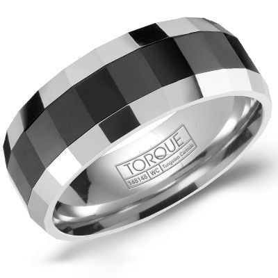 Black Ceramic &amp; Tungsten Carbide Ring