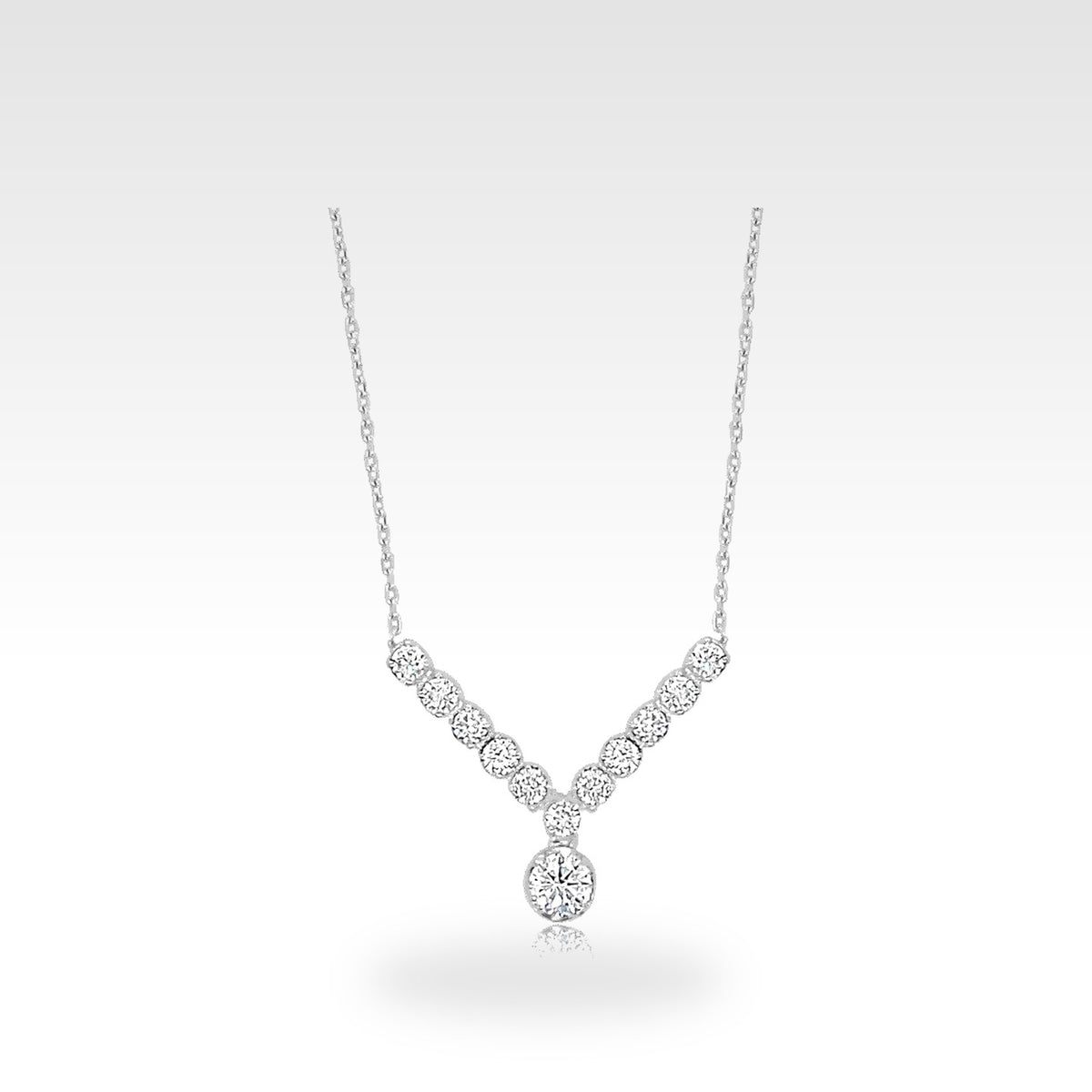 V- Shaped Necklace with round diamonds
