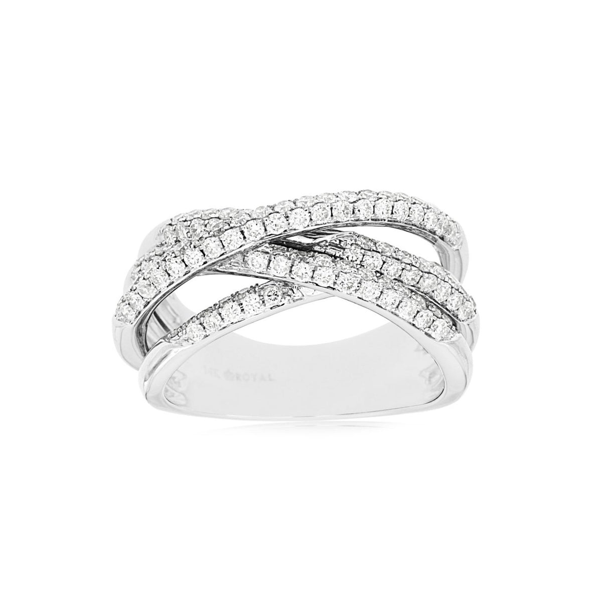 White Gold Diamond Multiple Crossover Ring