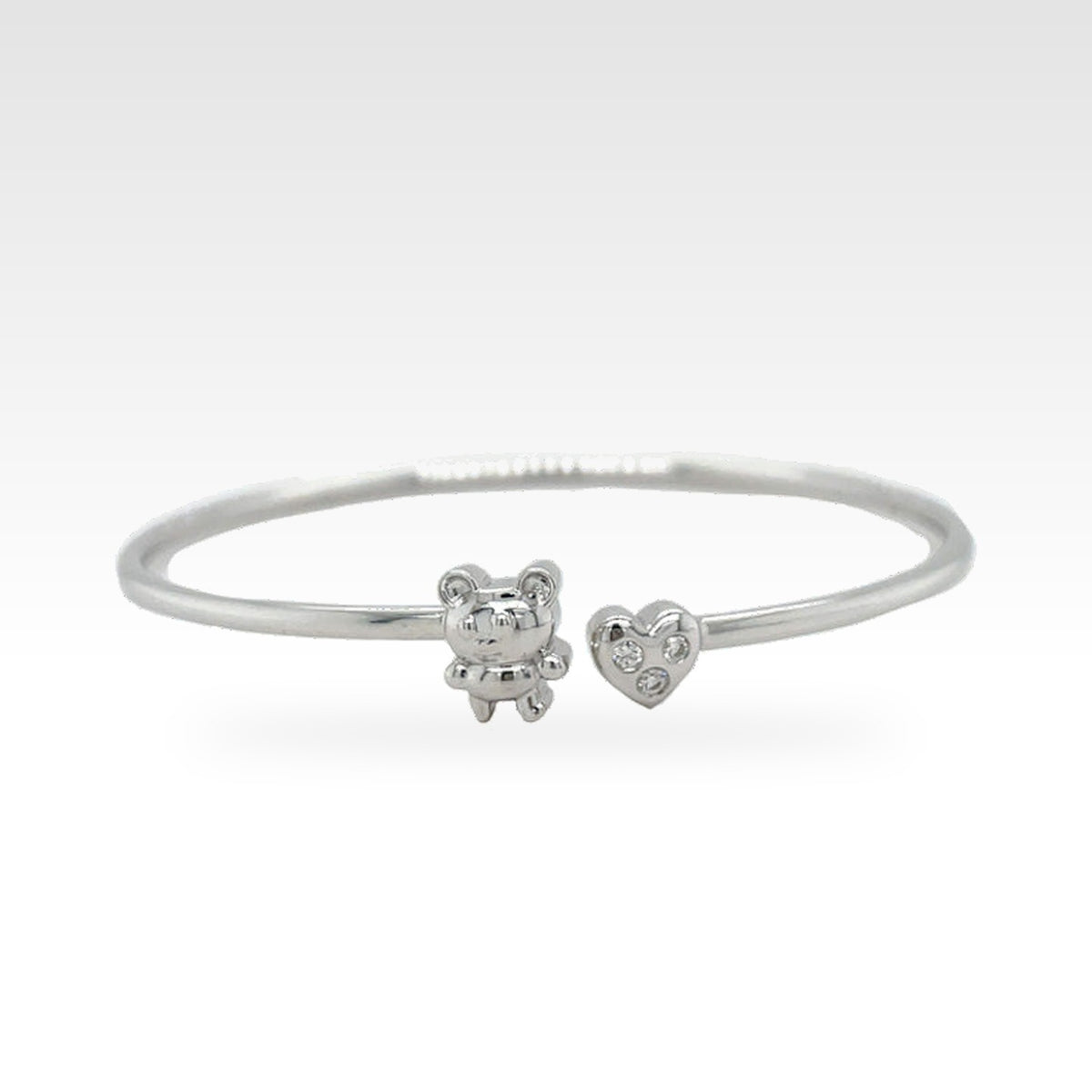 Baby Bangle (Bear) in white gold with round diamonds