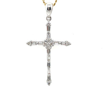 Baguette &amp; Round Diamond Cross