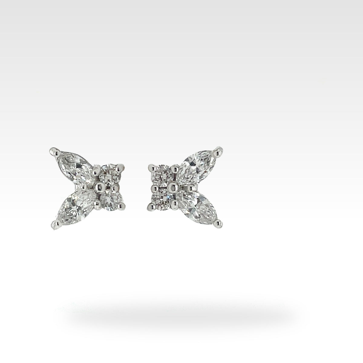 Butterfly Earrings in 18ct white gold with round diamonds