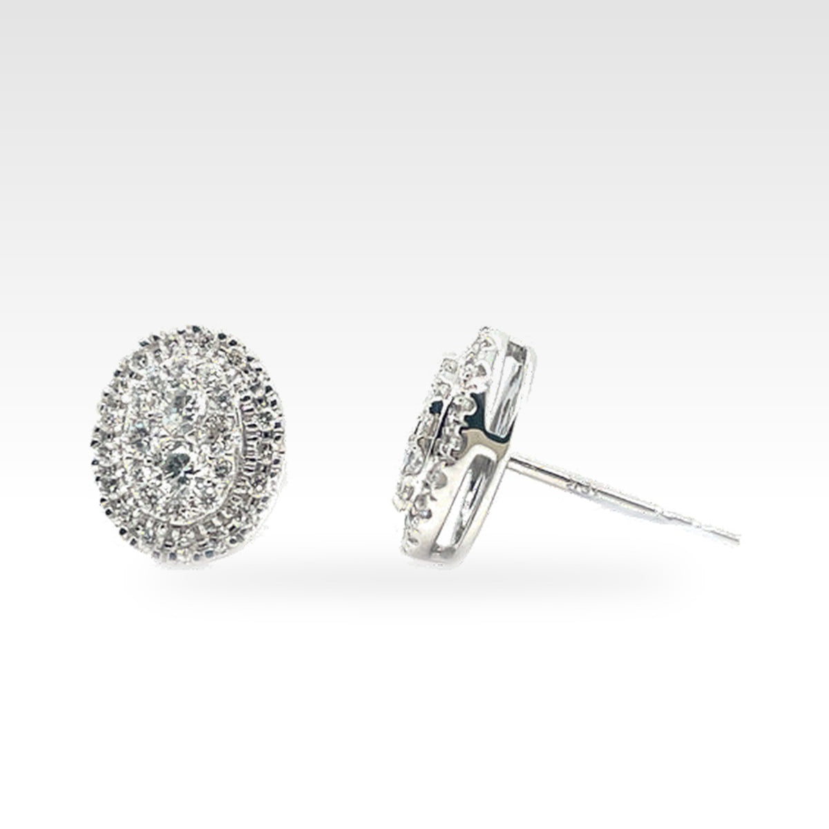 Oval Cluster Earrings with round diamonds