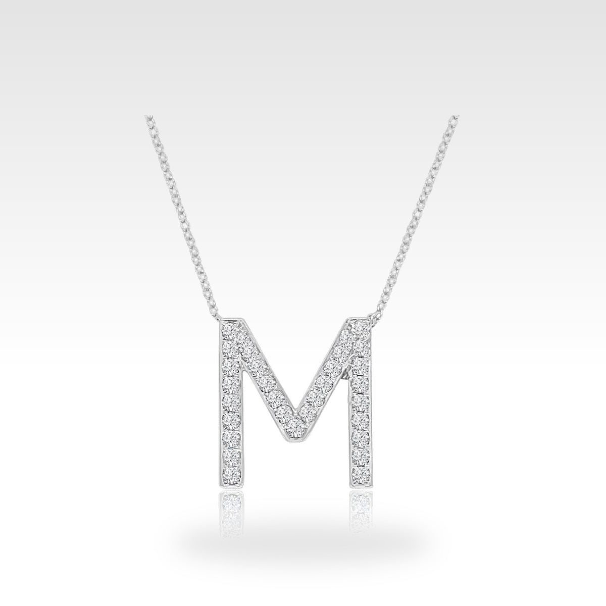 Initial Pendant 'm' Large in 18ct white gold with natural diamonds