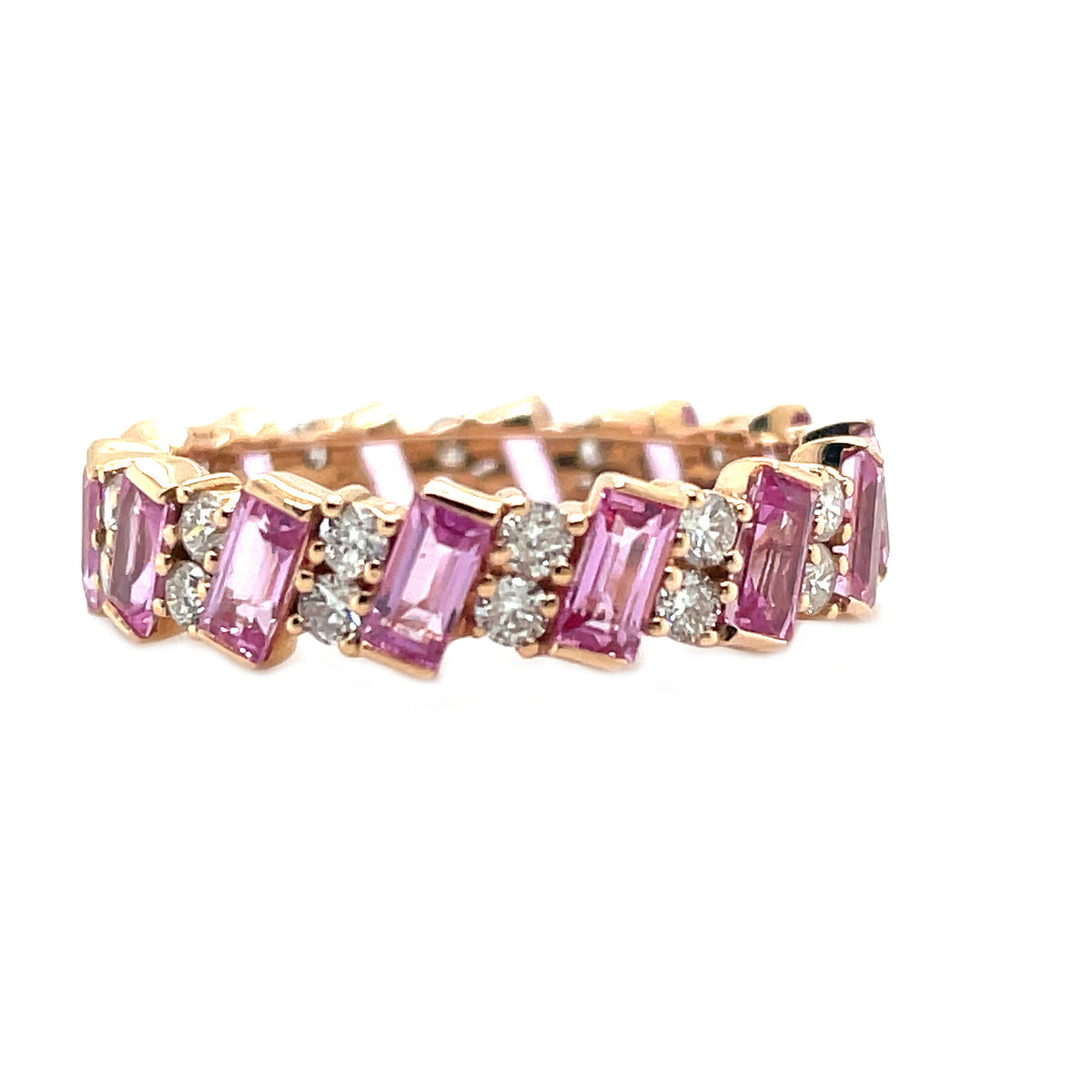 Pink Sapphire &amp; Diamond Band