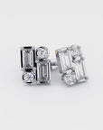 BAGUETTE | Round & Baguette Double Diamond Earrings