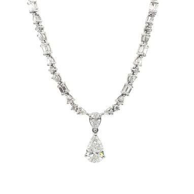REGAL | Pear, Emerald &amp; Round Diamond Necklace