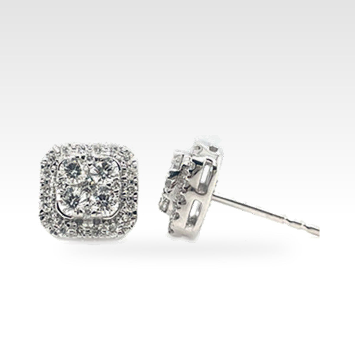 Eternal Round Halo Cluster Stud Earrings with diamonds