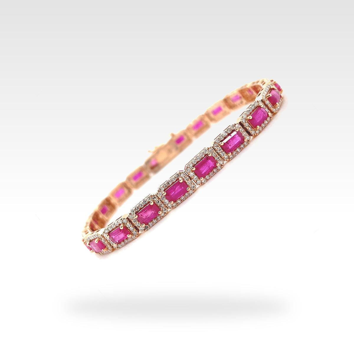 Art Ruby Bracelet in 14ct rose gold with diamonds