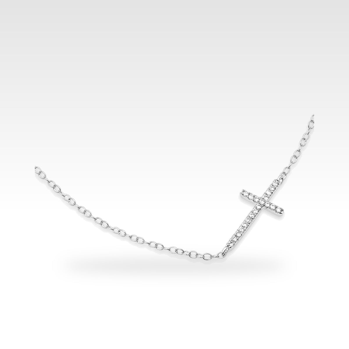 Side Cross Pendant in 18ct white gold