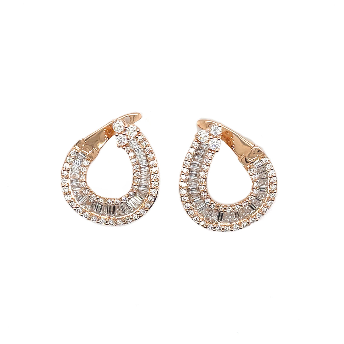 BAGUETTE | 18ct Rose Gold Tapered Earrings