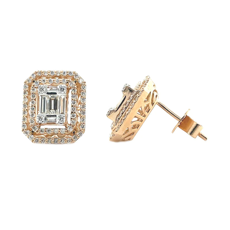Baguette and 2025 round diamond earrings