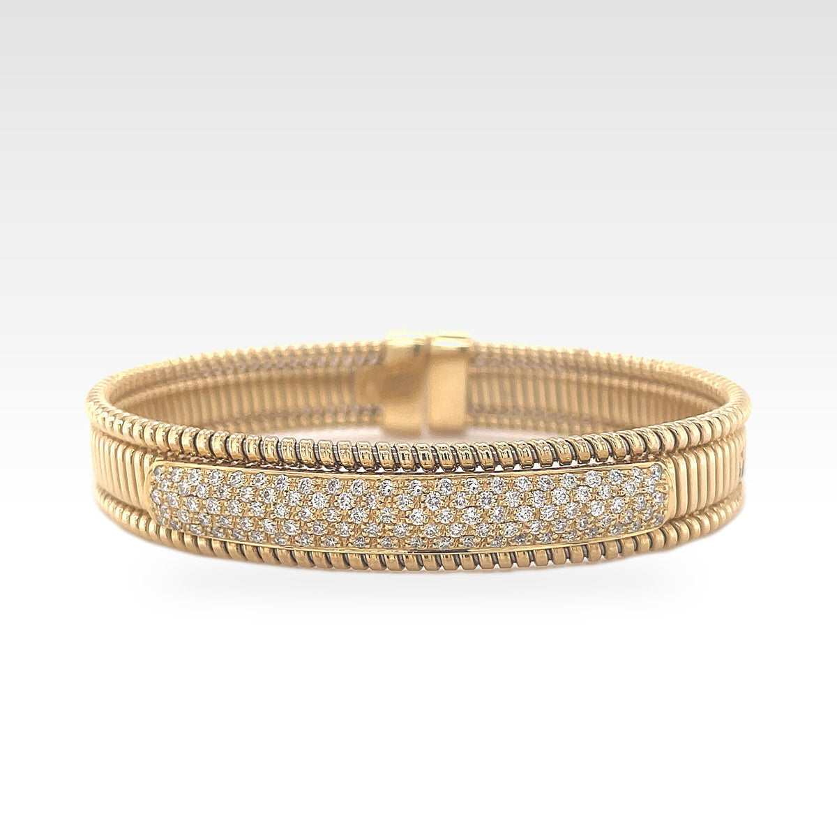 Eternal French Pave Bangle in yellow gold