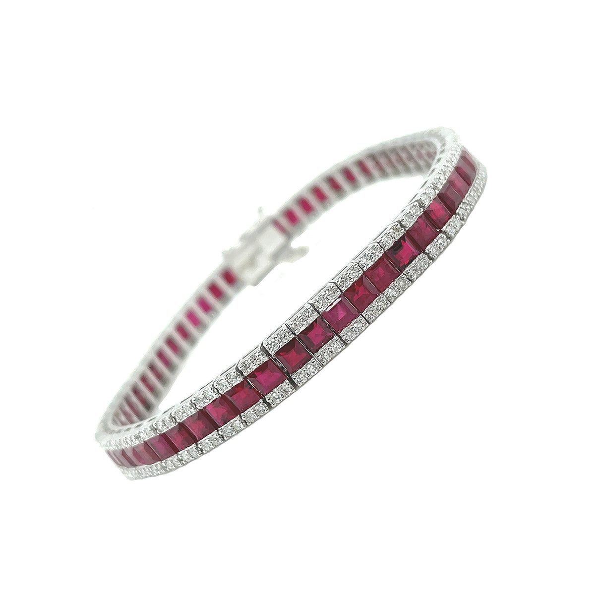 Brazalete de diamantes y rubíes rojos