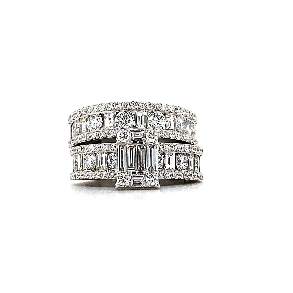 3ct Baguette &amp; Round Diamond Engagement Ring Set