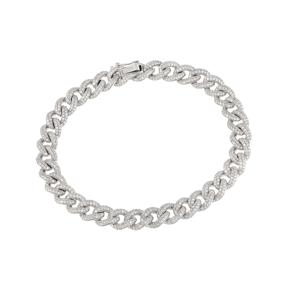 White Gold diamond Encrusted Cuban Bracelet