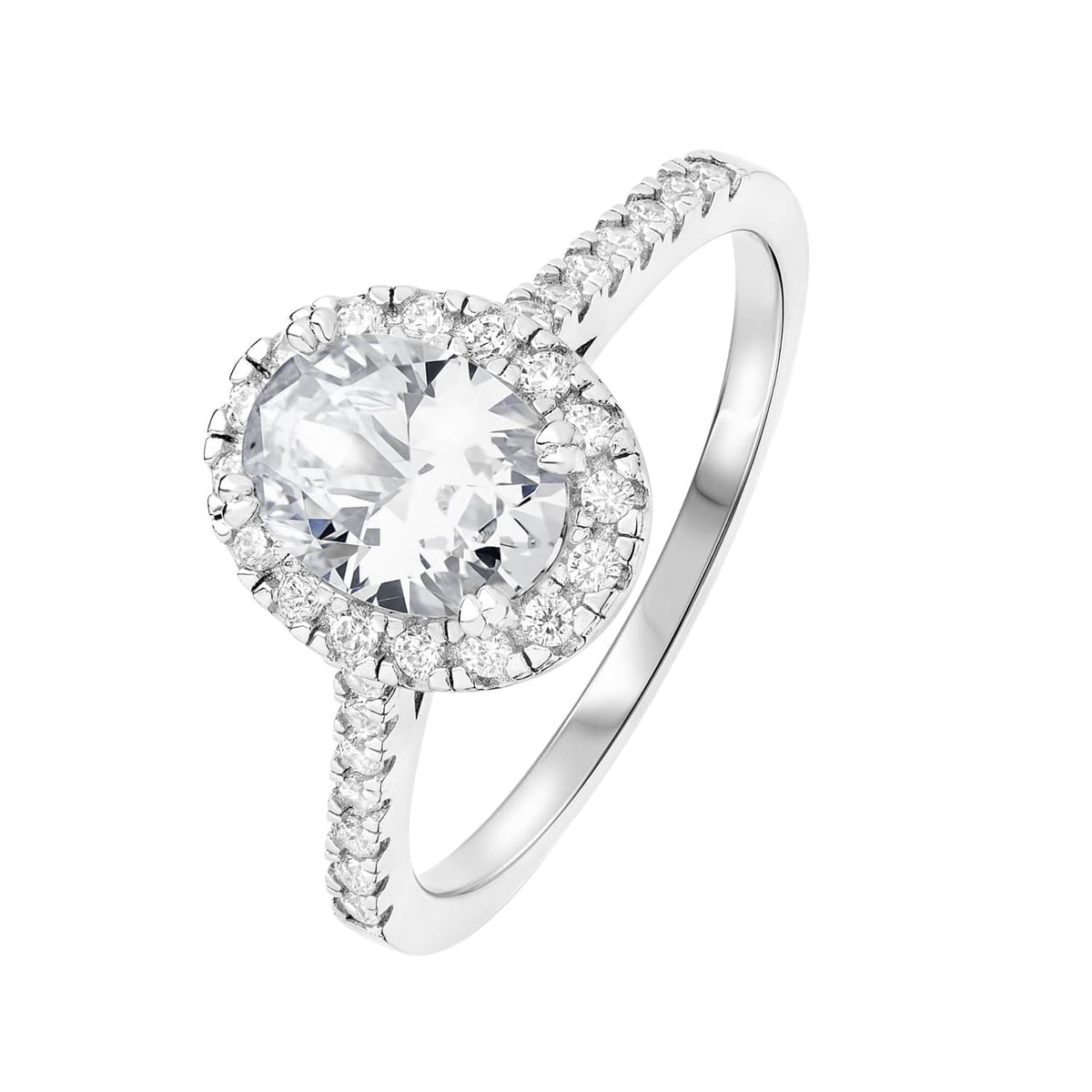 Oval halo diamond ring