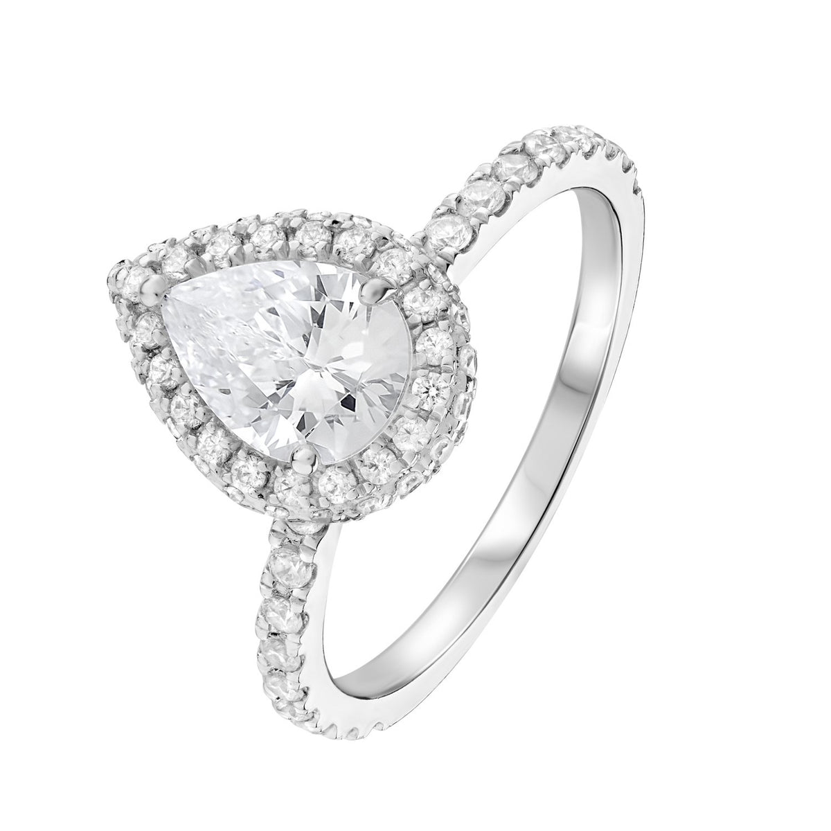 Anillo de compromiso Underhalo con diamantes de pera