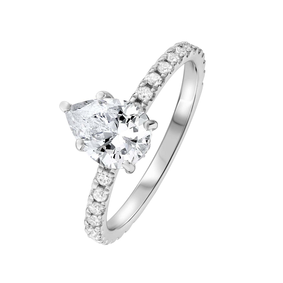 Anillo de compromiso Underhalo con diamantes de pera