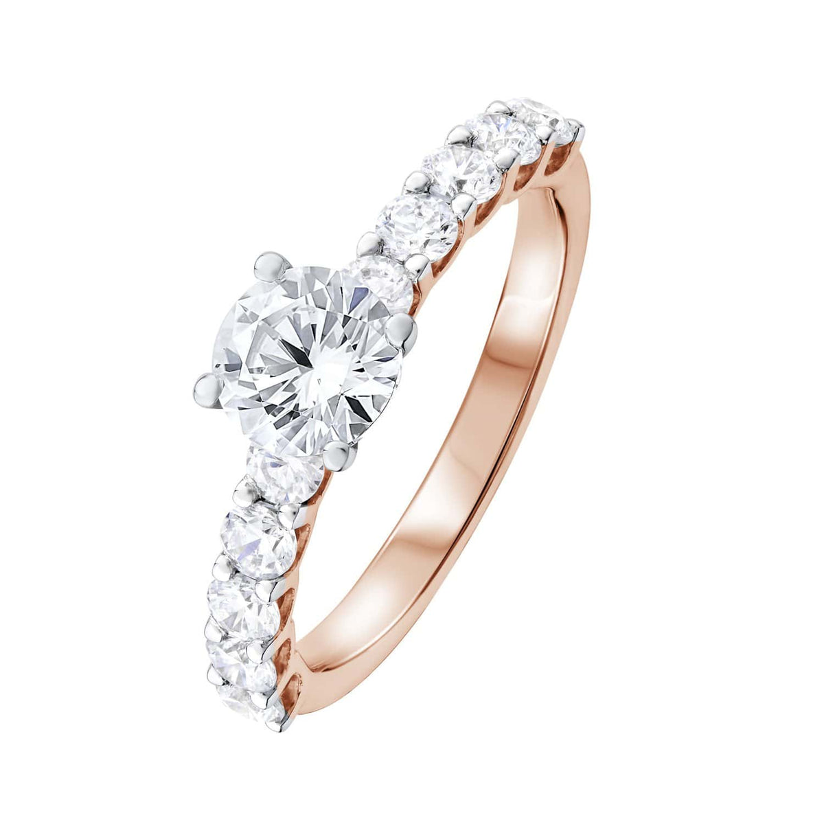 Round Diamond Engagement Ring set with Eternity Set Shoulders