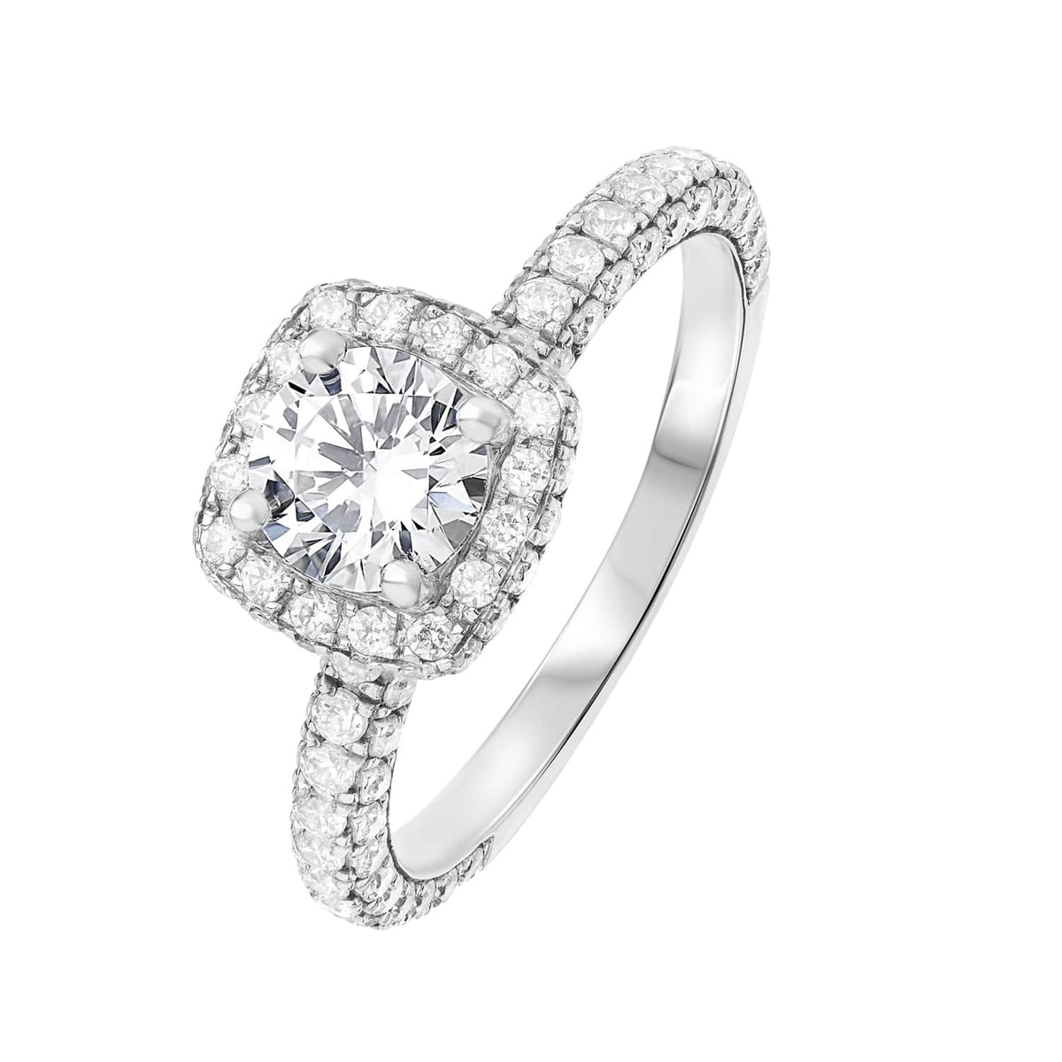 Anillo de compromiso con halo de diamantes 3D