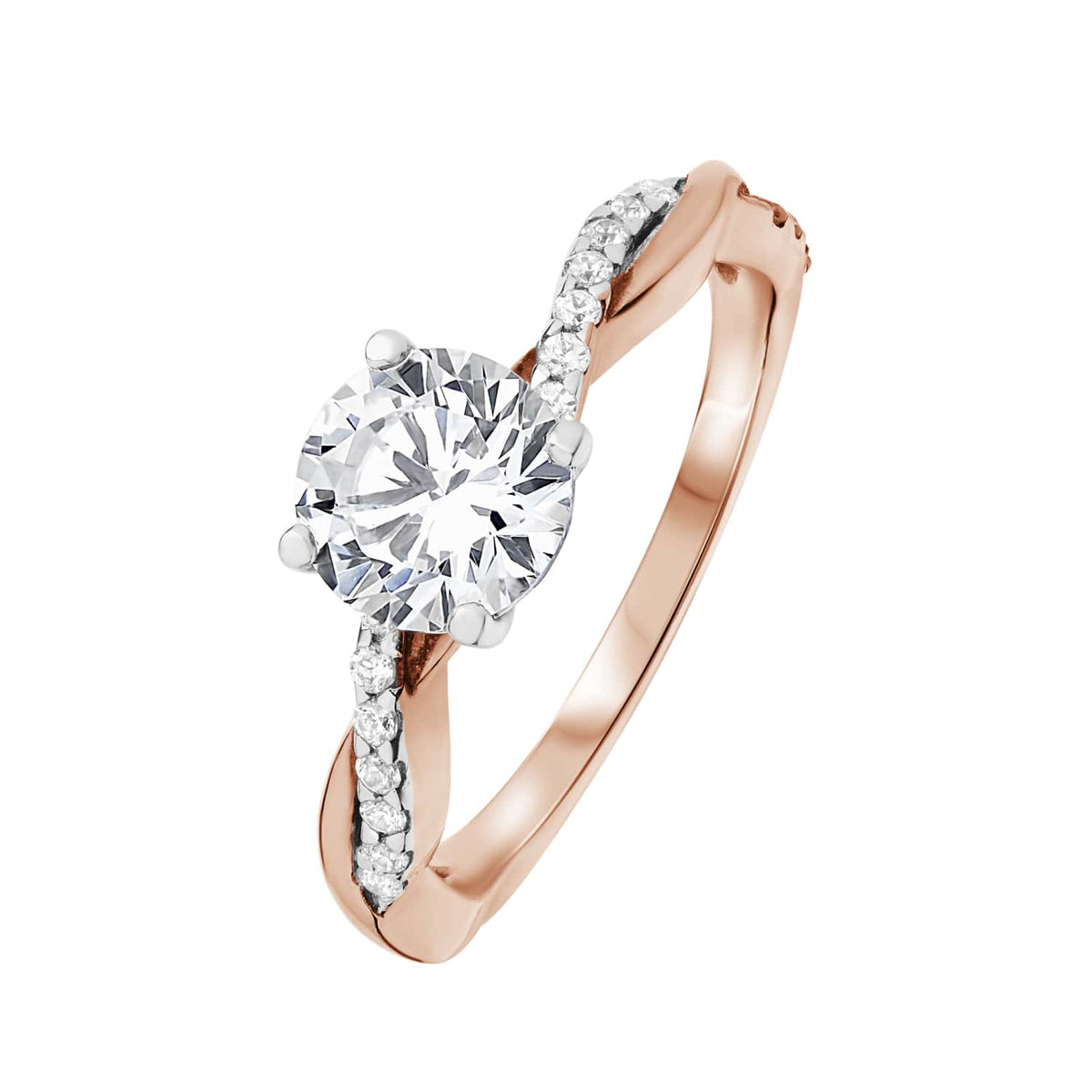 Anillo de compromiso cruzado de oro rosa
