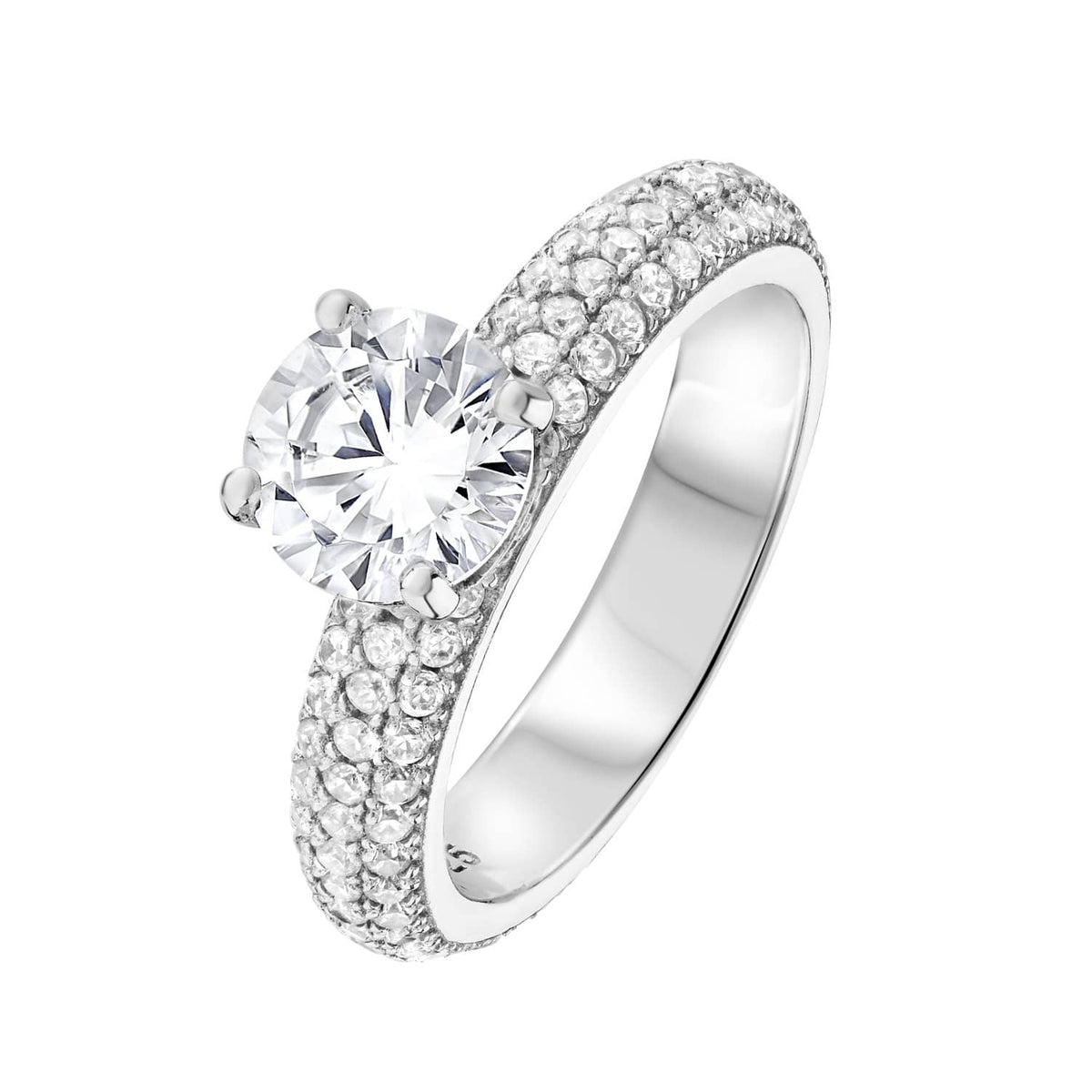 French Pave Diamond Set Engagement Ring