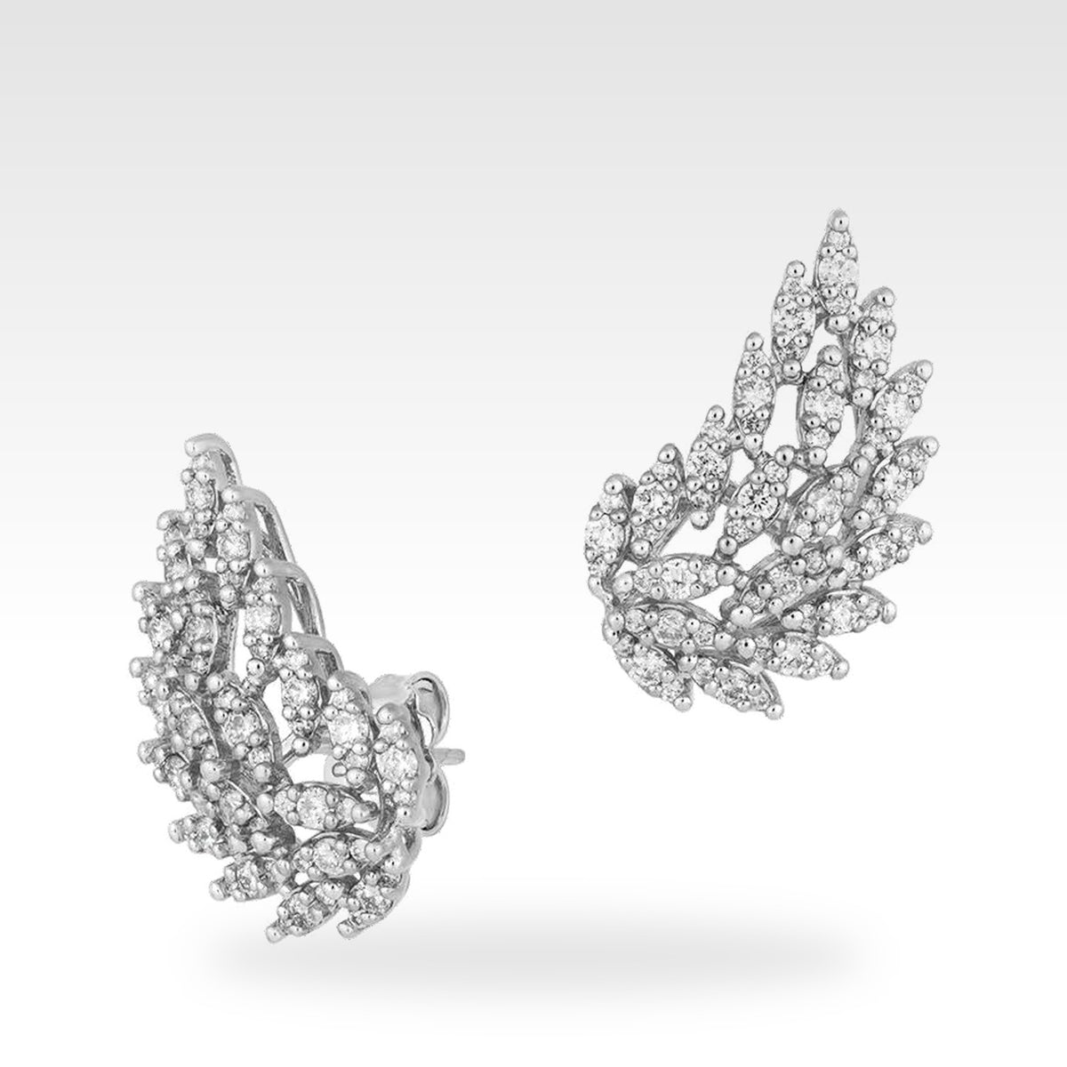 18ct White Gold Cuff Diamond Earrings