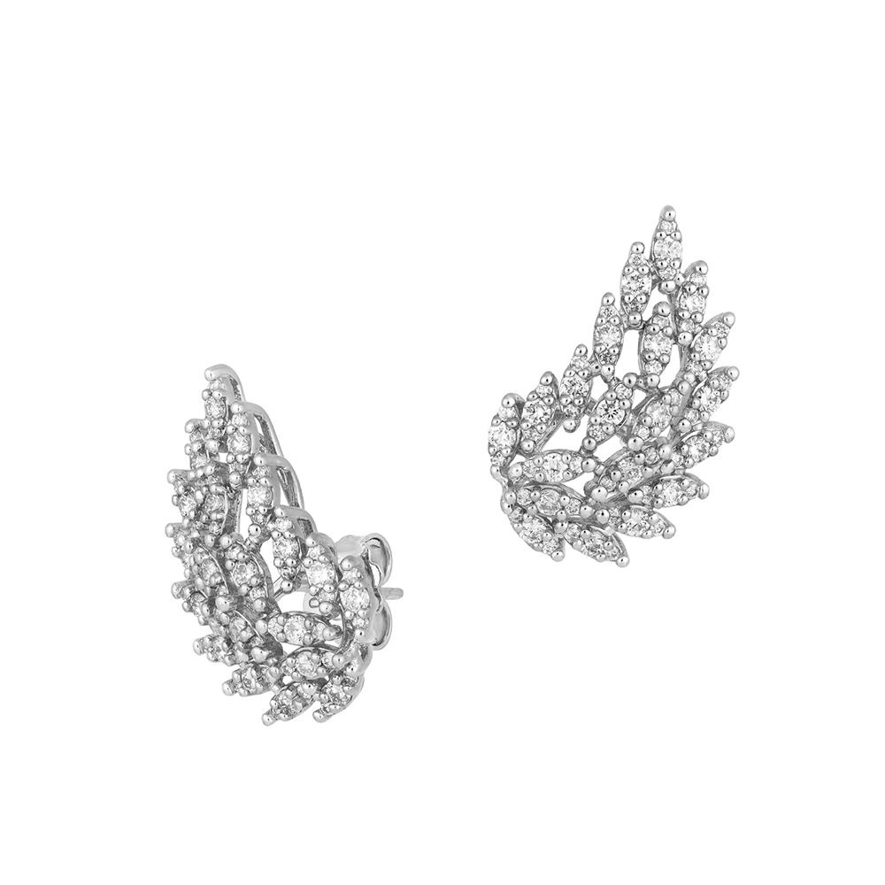 18ct White Gold Cuff Diamond Earrings