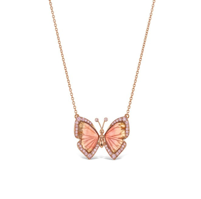 Collar de mariposa con turmalina bicolor y diamantes Argyle Pink™