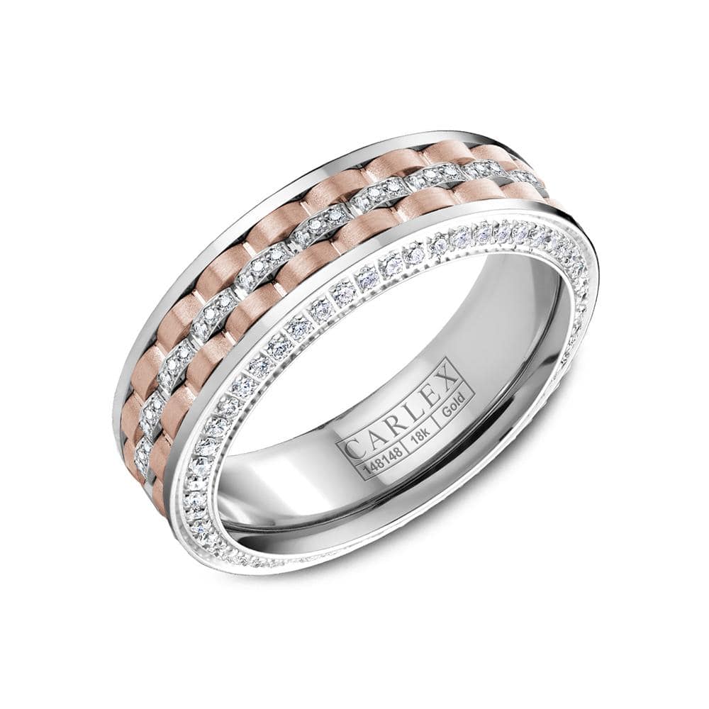 Diamond Double Tone 3 Row Ring with a Frosted Finish