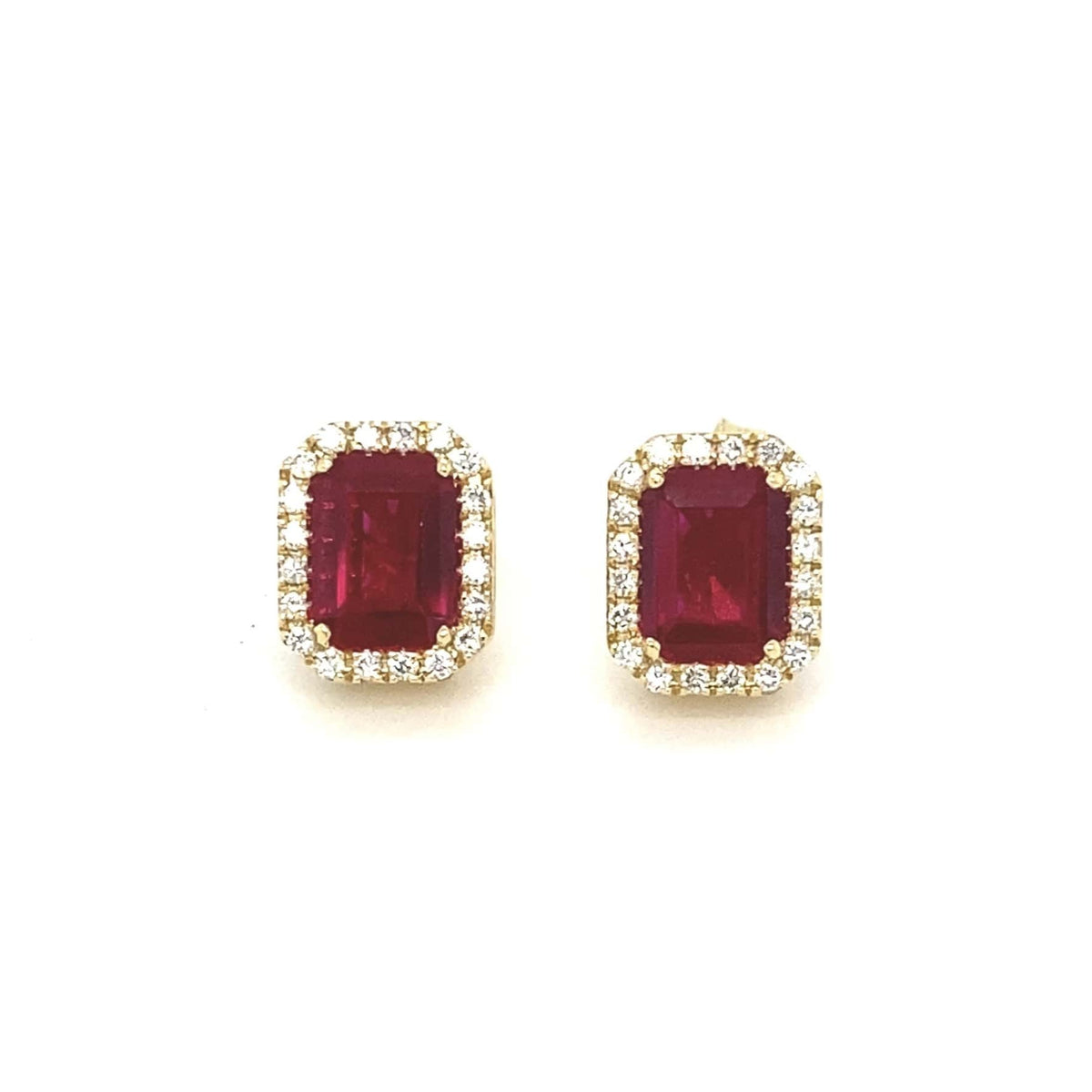 RAINBOW | Red Gemstone &amp; Diamond Halo Earrings