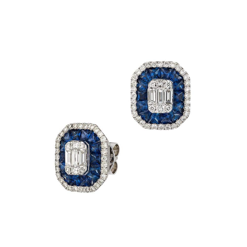 RAINBOW | Sapphire Diamond halo Earrings