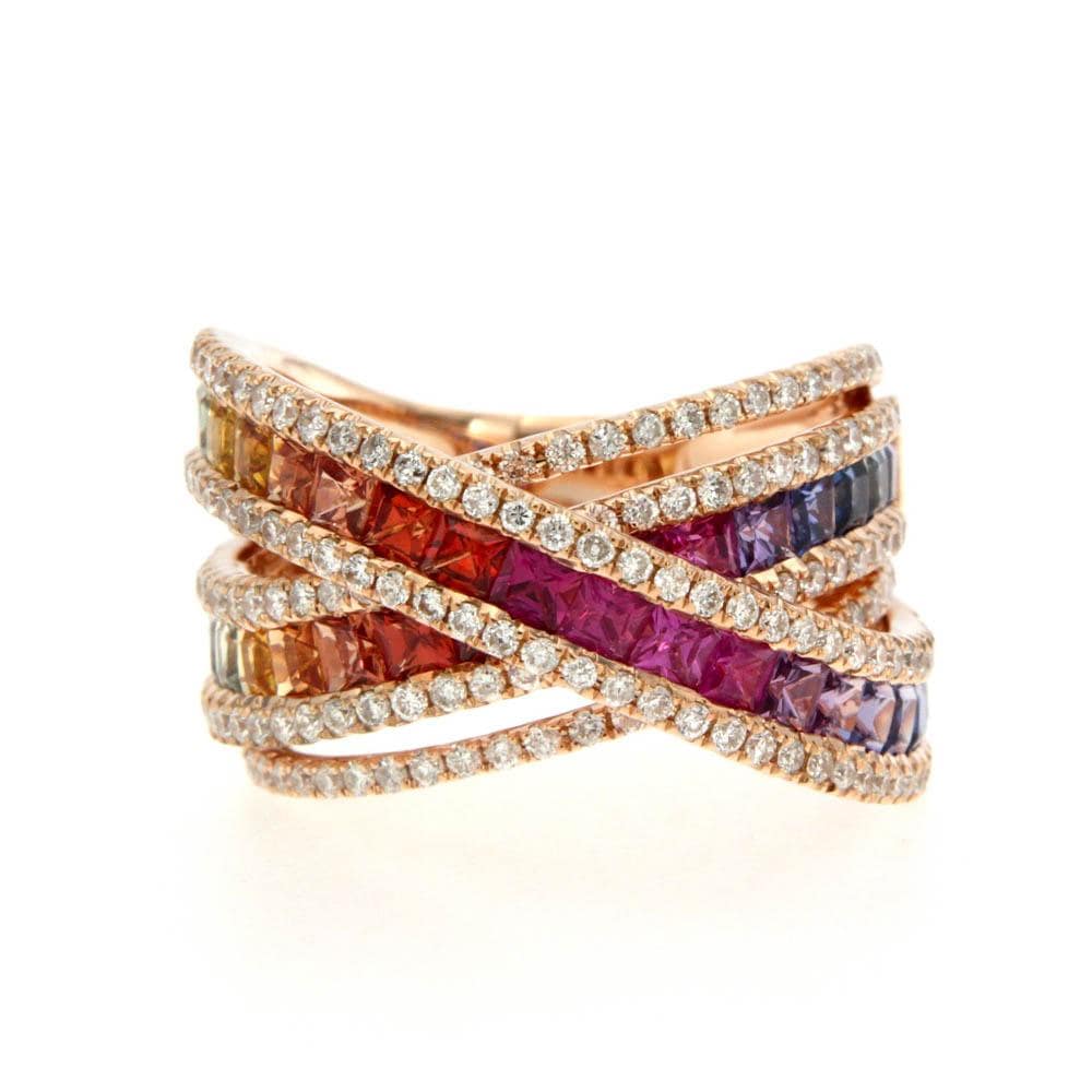 RAINBOW | Multicolour Diamond Crossover Band