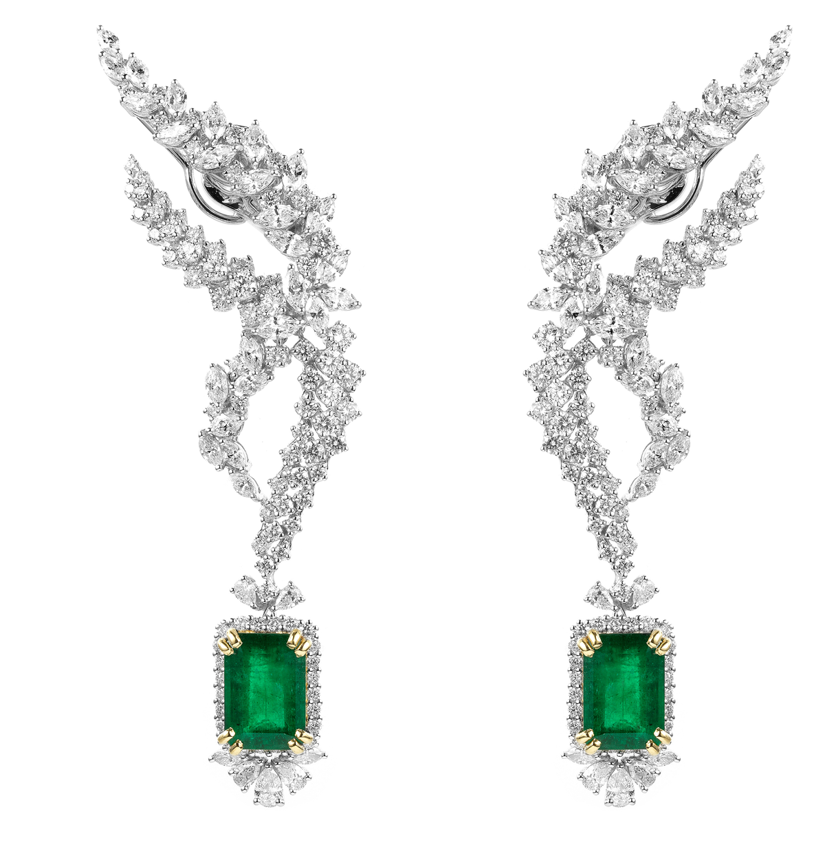 Aretes únicos de esmeralda verde 