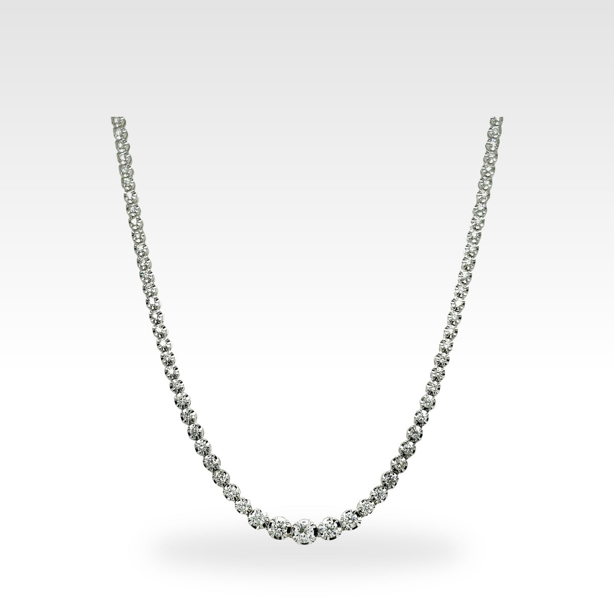 Regal Taper Illusion Set Necklace in 18ct white gold with diamonds